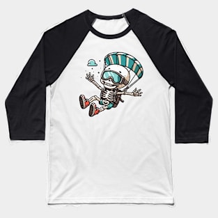 Funny skeleton Skydiving Baseball T-Shirt